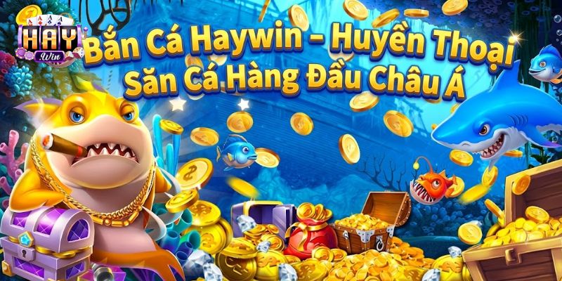 Giao diện đại dương rực rỡ trong game bắn cá Haywin với hàng trăm sinh vật biển