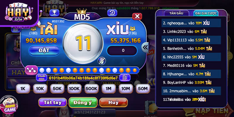 Game tài xỉu MD5 HAYWIN