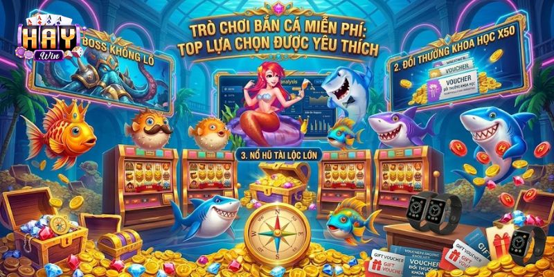 Giao diện trò chơi bắn cá miễn phí HAYWIN với hệ sinh thái đa dạng